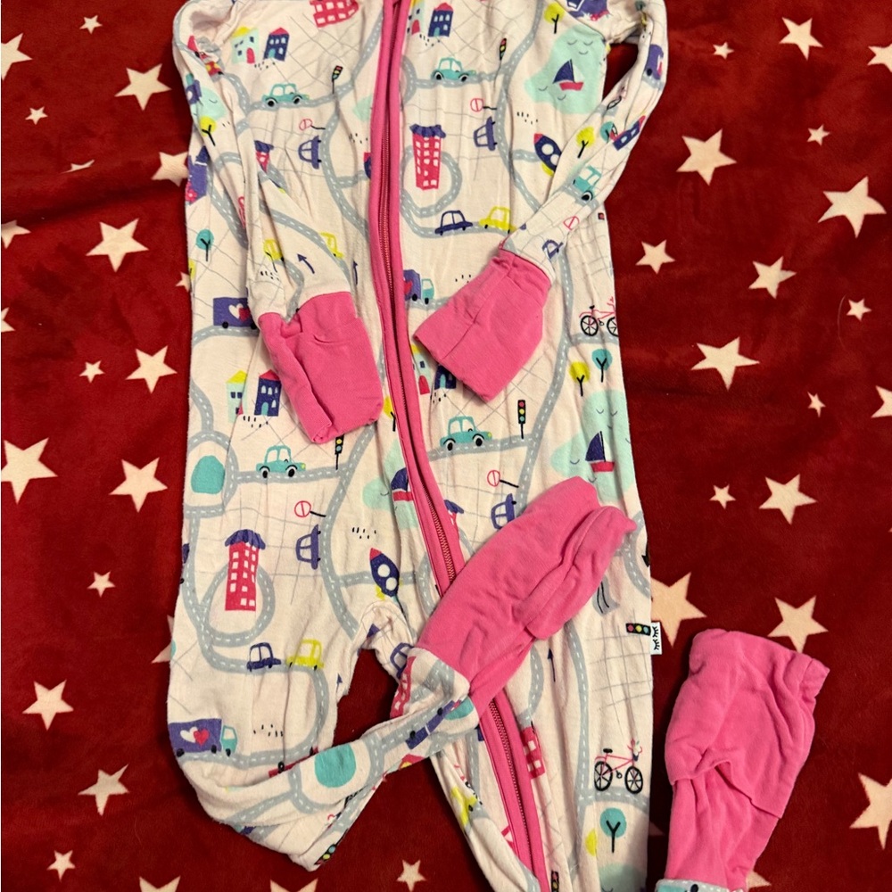 Little Sleepies Pink and White Baby Onesie